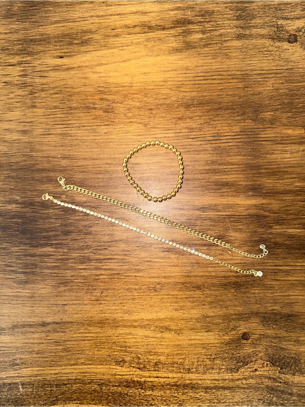 Gold-Tone Layered Anklet Set
